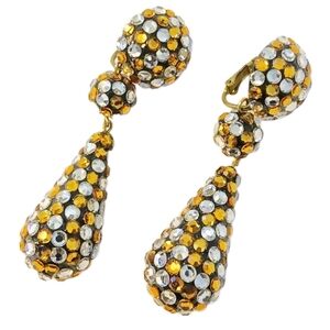 Vintage Barbara Groeger Swarovski crystal dangle drop earrings Door Knockers